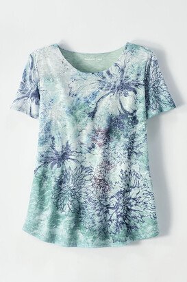 Women's Laredo Burnout T-Shirt - Misty Teal Multi - PS - Petite Size