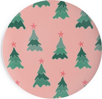 Salad Plates: Modern Christmas Trees Salad Plate, Pink