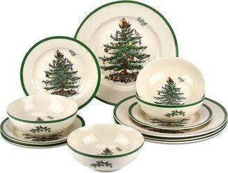 Christmas Tree 12-Pc. Dinnerware Set, Created for Macy's - Green/multi