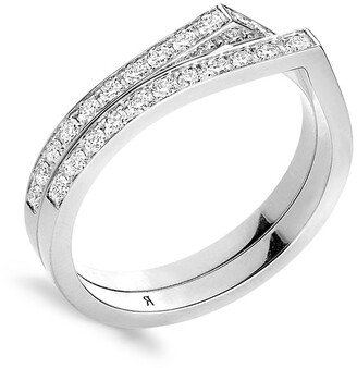 Antifer 18K White Gold & Pavé Diamond 2-Row Ring