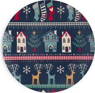 Salad Plates: Vintage Nordic Christmas Salad Plate, Multicolor