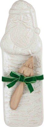 White Christmas Santa Hostess Set, dish 12 x 4 | spreader 5 1/2