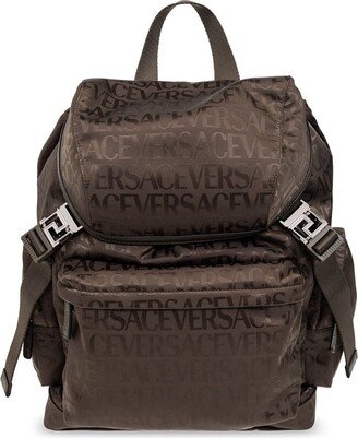 All-Over Logo Printed Backpack-AA