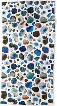 Ninola Design Watercolor Stains Blue Gold Beach Towel