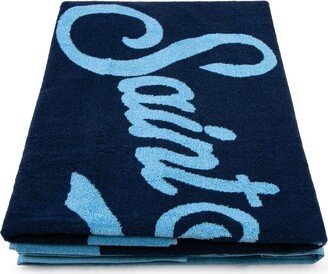Terry Beach Towel With Light Blue Frame