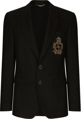 Embellished Crest Single-Breasted Blazer