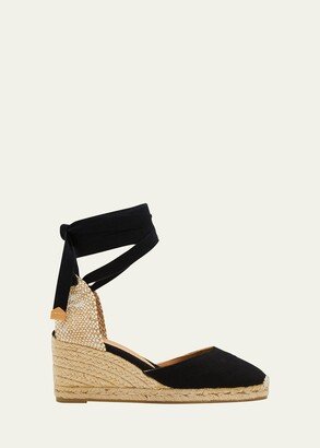 Leather Wedge Espadrille Pumps