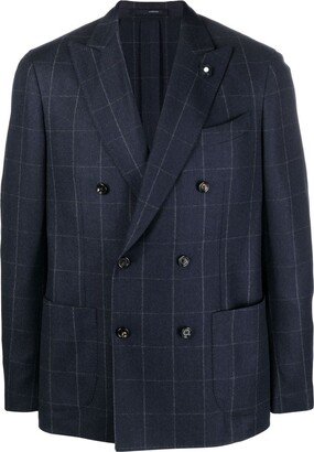 Double-Breasted Checked Blazer