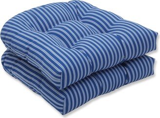Pillow Perfect Resort Stripe Blue Wicker Seat Cushion