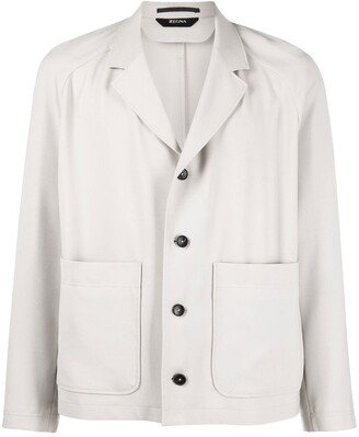 Single-Breasted Wool-Blend Blazer-AM