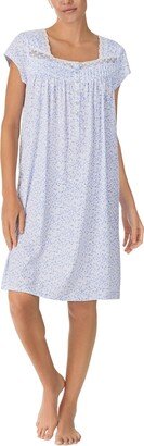 Women's Cotton Embellished Cap-Sleeve Nightgown