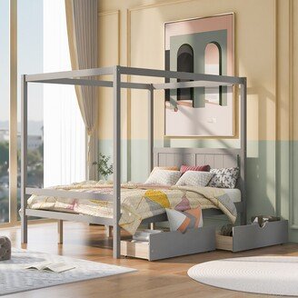 Caren Full Size Canopy Platform Bed with Two Drawers