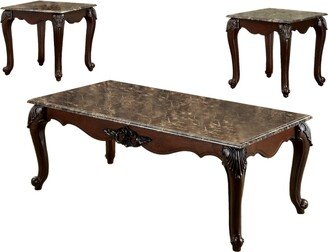Margaux 3 Piece French Style Accent Table Set with Faux Marble Tops