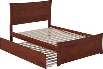 AFI Metro Full Platform Bed and Footboard with Twin Trundle Bed in Walnut