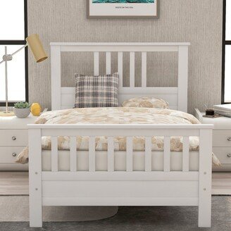 GEROJO Twin Size Wood Platform Bed with Headboard & Footboard