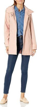 Women's Cotton Rain Zip Front Jacket with Hidden Hood (Nude) Women's Vest