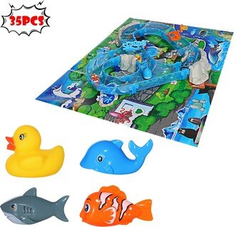 Hozxclle Ocean Track Children's Playground Parent-child Fishing Toys Fishing Game Model Children's Toys Parent-child Interaction