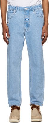 AAPE by A Bathing Ape Blue Embroidered Denim Trousers