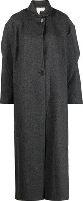 Mélange-Effect Wool Single-Breasted Coat