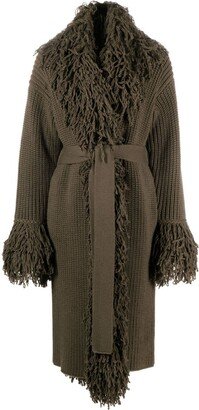 Fringe-Trimmed Virgin-Wool Coat