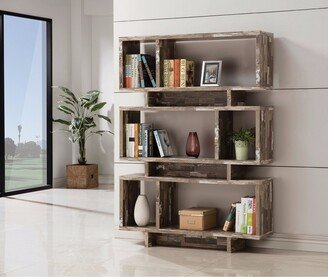 Rustically Charmed Wooden Open Bookcase, Brown