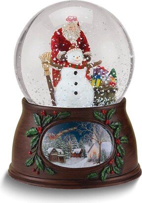 Curata Santa and Snowman Glitter 4 Glass Dome Musical