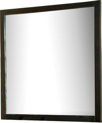 Contemporary Mirror With Wooden Frame, Espresso Brown - Oak Finish