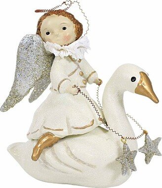 Dee Foust-Harvey Dee Harvey Swan Lake Angel - One Figurine 6.5 Inches - Christmas Halo Stars Wings - 81172 - Polyresin - Off-White