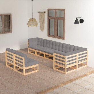 8 Piece Patio Lounge Set with Cushions Solid Pinewood-AE