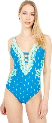 Jaspen One-Piece (Macaw Blue Coconut Row Engineered One-Piece) Women's Swimsuits One Piece