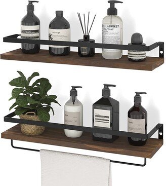 Austiom Leading LLC Floating Shelves Wall Mounted Storage Shelves, Set of 2 Brown