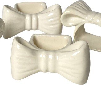 Vintage Vera By Neumann White Ceramic Bow Napkin Holders 3x1.5 Set Of 4