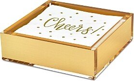 Lucite Gold Tone Cocktail Napkin Tray