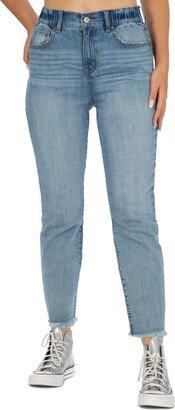 Juniors' Frayed-Cuff Curvy-Fit Mom Jeans