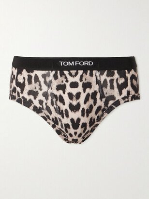 Leopard-Print Stretch-Cotton Jersey Briefs-AA