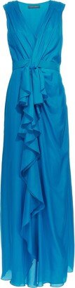 V-Neck Ruffled Maxi Dress