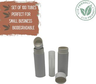 100 Oval Lip Balm Tubes .5Oz 15G - Compostable Push-Up Cosmetics Container For Lipstick, Chapstick & Solid Perfumes