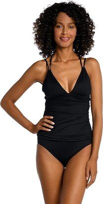 Island Goddess Cross-Back Tankini (Black) Women's Swimwear