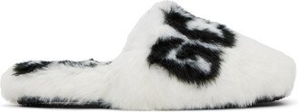 White Faux-Fur Logo Slippers