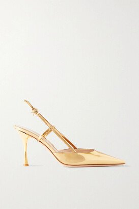 Ascent 85 Mirrored-leather Slingback Pumps - Gold