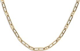 Elongated Mariner Link Chain Necklace in 14K Yellow Gold, 18.5