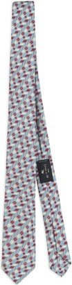 Geometric-Pattern Jacquard Silk Tie