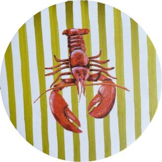 Catchii Placemats Round Stripes Yellow Lobster Set Of Two