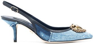 Devotion 70mm denim slingback pumps