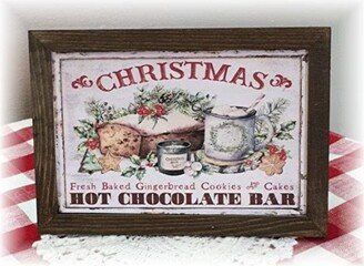 Christmas Hot Chocolate Bar Framed Wood Sign For Tiered Trays