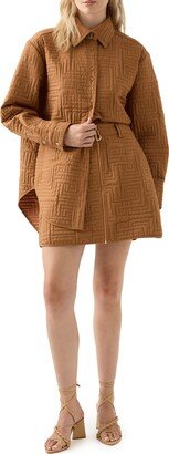 Surrealist Quilted Linen Blend Miniskirt