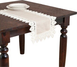 Saro Lifestyle Lace Trimmed Table Linens, 16 x 36