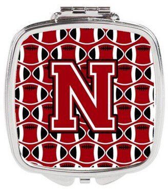 CJ1073-NSCM Letter N Football Red, Black & White Compact Mirror