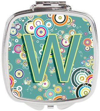 CJ2015-WSCM Letter W Circle Circle Teal Initial Alphabet Compact Mirror