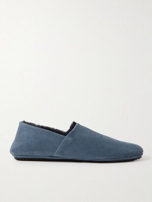 Babouche Shearling-Lined Suede Slippers-AG